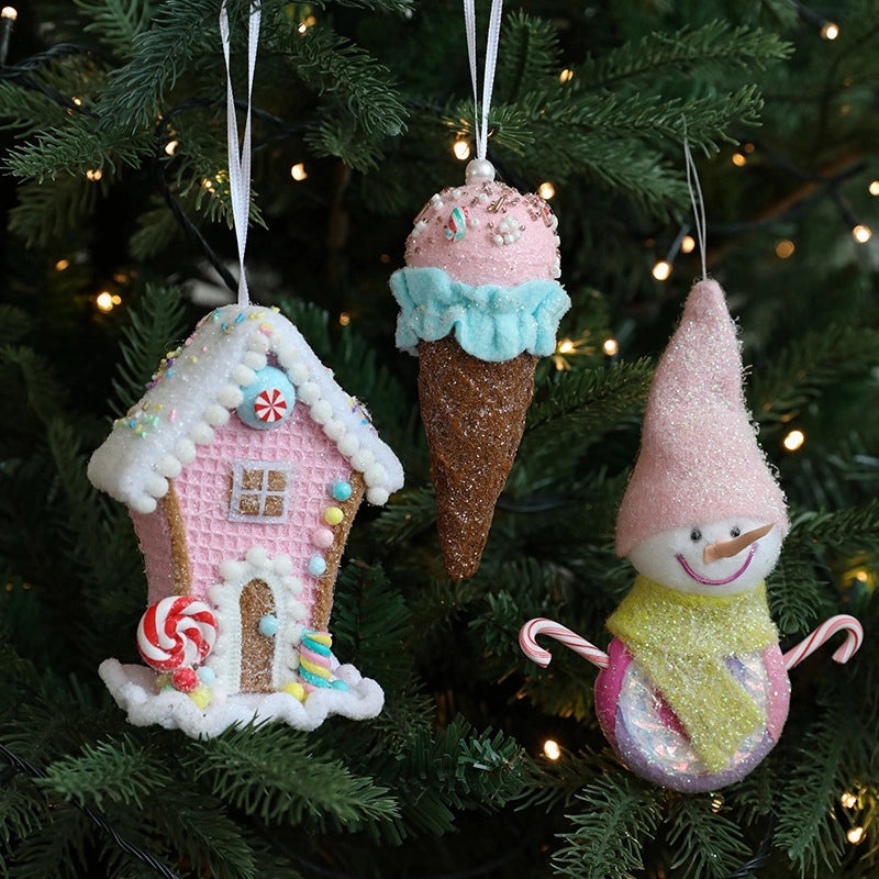 Adorable Pastoral Ice Cream Snowman Foam Hanging Ornaments for Casual Holiday Party Decorations|Holiday Ornaments