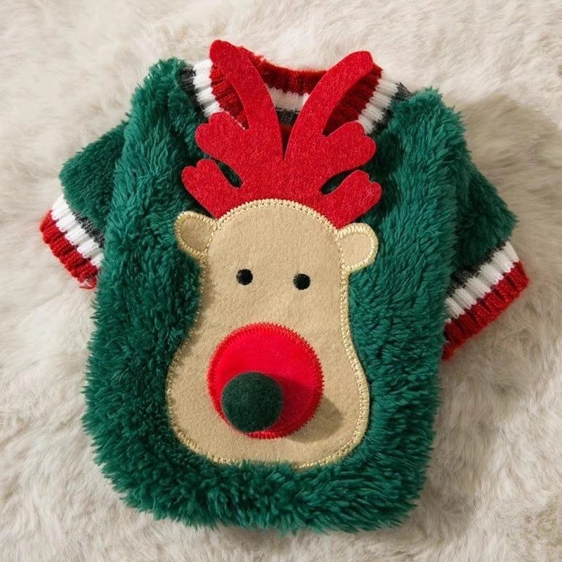 Cozy Christmas Color Block Pet Sweater with Soft Core Spun Yarn|Pet Clothing