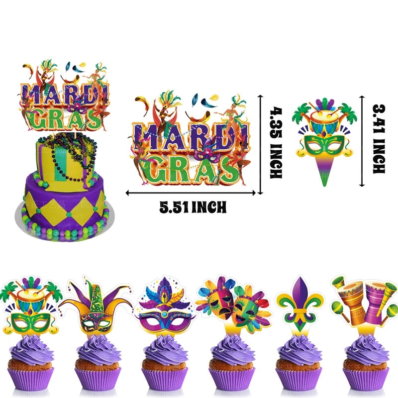Mardi Gras Elegant Minimalist Letter Paper Balloon and Cake Decoration Set for Holiday Party|Party Supplies Decorations