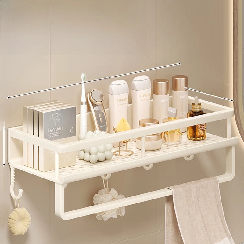 Cream Style Punch-Free Toilet Storage Rack White Wall-Mounted Bathroom Shelf|Bathroom Storage Organizers