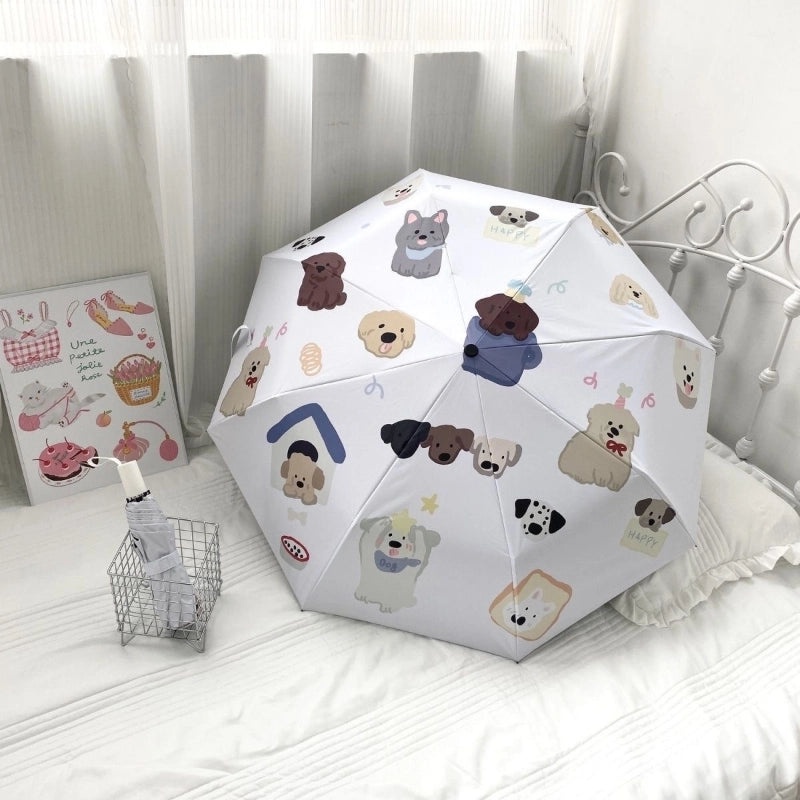 Cartoon Dog Pattern Fabric Iron Frame Umbrella Rain Gear|Umbrellas & Rain Accessories
