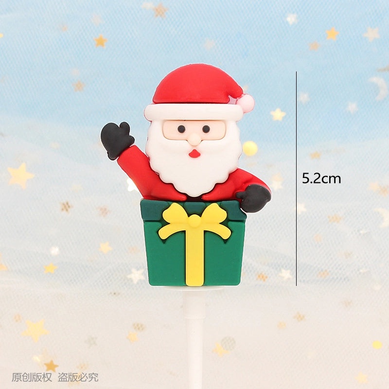 Christmas Cake Decoration Set Soft Glue Plug-in Christmas Tree Santa Snowman Reindeer Holiday Decor|Christmas Cake Decorations