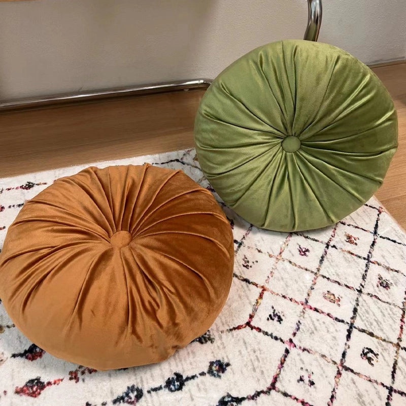 Round Pumpkin Plush Pillow Soft Solid Color Flannel Cushion for Living Room Sofa|Home Decor Cushions