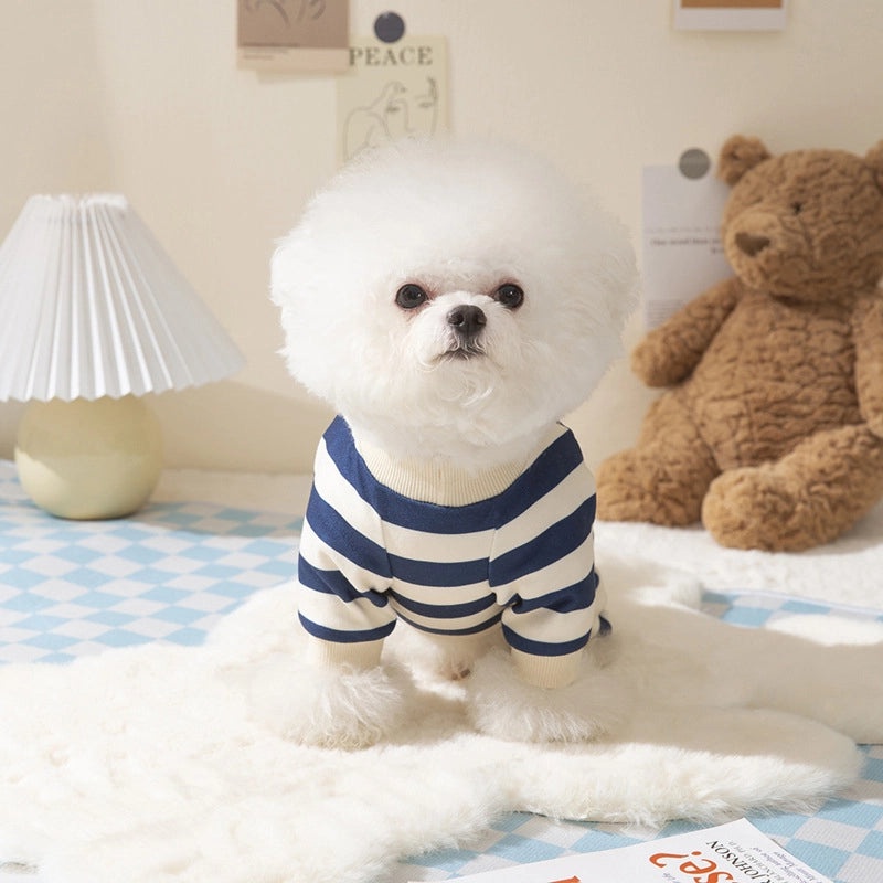 Cute Bear Striped Pet Air Conditioning Outfit for Dogs and Cats Four-legged Spring Summer Clothes|Pet Apparel