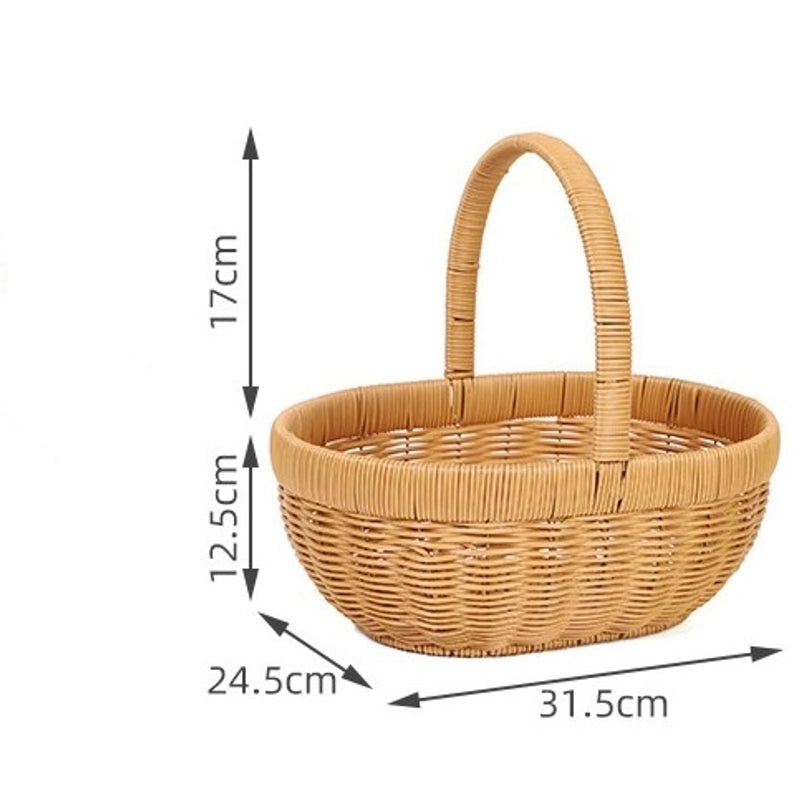 Simple Rustic Solid Color Woven Rattan Storage Basket|Home Storage & Organization
