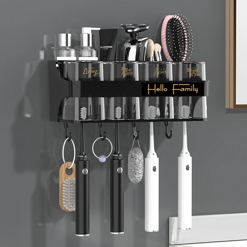 Wall-mounted Toothbrush and Gargle Cup Holder Non-drill Bathroom Storage Box | Bathroom Accessories