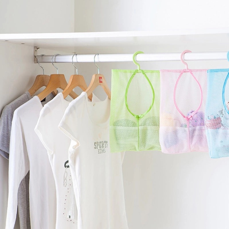 Portable Hanging Mesh Storage Bag for Clothes Kitchen Bathroom Organizer | Home Storage & Organization