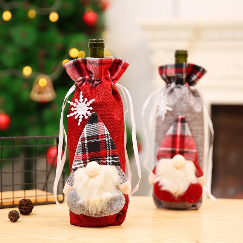 Christmas Forest Doll Wine Bottle Cover Gift Bag Set for Bar Restaurant Decoration|Home Decor & Party Supplies