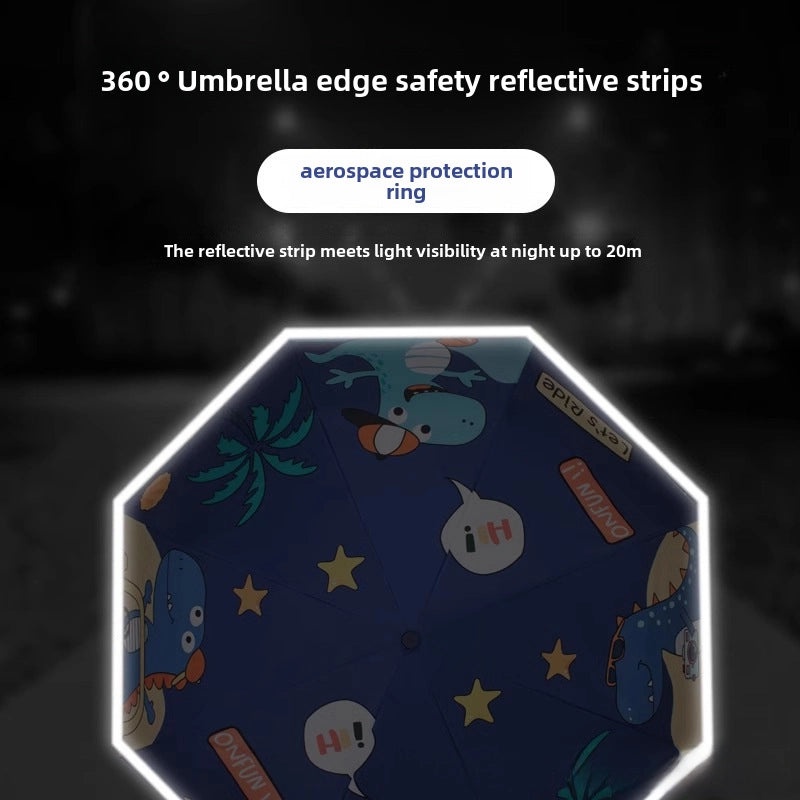 Kids Safety Anti-Rebound Folding Umbrella Cartoon Design Full Automatic Portable Dual-Use for Boys and Girls|Children's Umbrellas