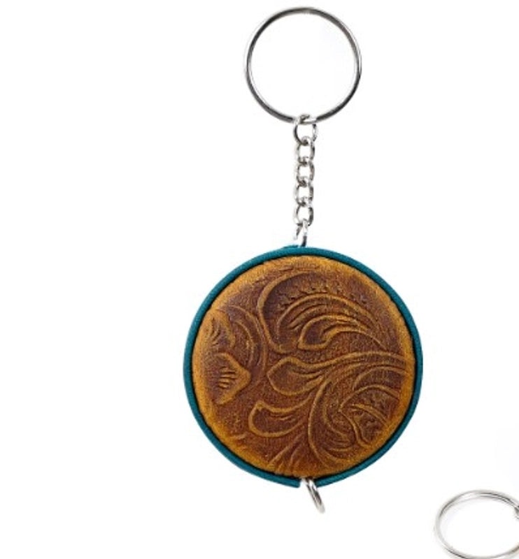 Handmade Mini Tape Measure Keychain Vintage Crazy Horse Leather Compact Sewing Measure Tool|Accessories & Sewing Tools