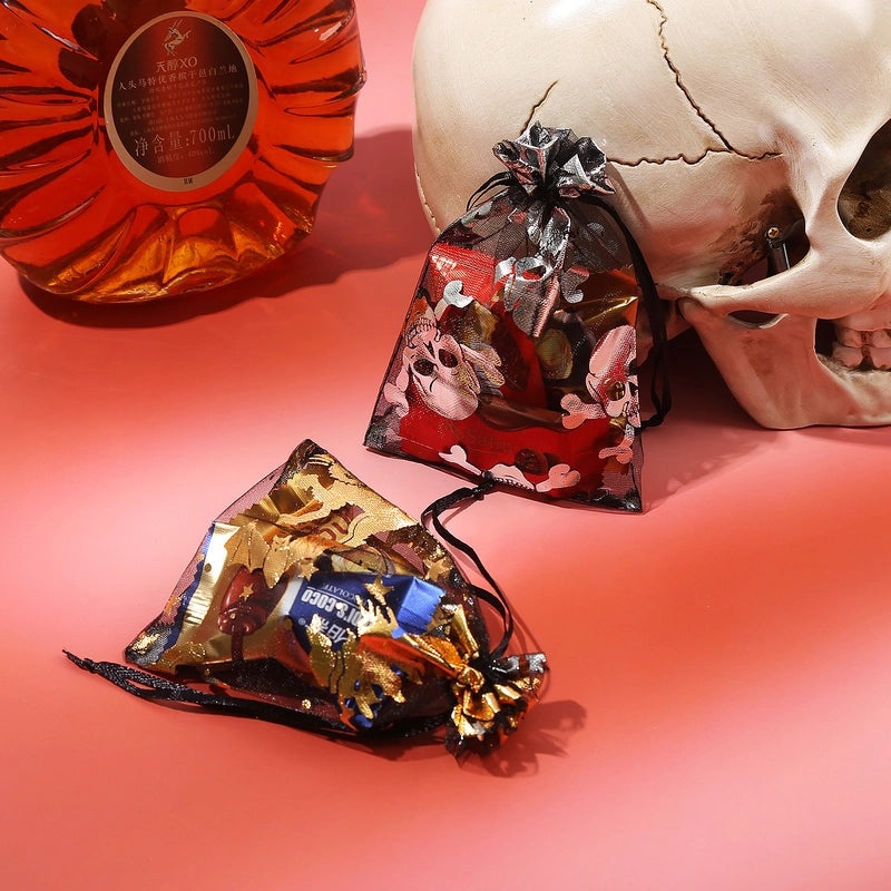 Halloween Spider Web Bat Skull Gift Bags Gauze Party Supplies Christmas Festival Wrapping|Party Supplies