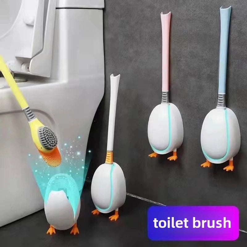 Creative Silicone Diving Duck Toilet Brush with Wall Mount and Base for Bathroom Cleaning|Home & Kitchen - Bathroom Accessories