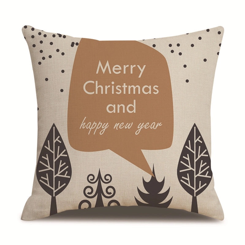 Minimalist Christmas Tree and Snowman Linen Pillow Covers | Home Decor & Sofa Accessories