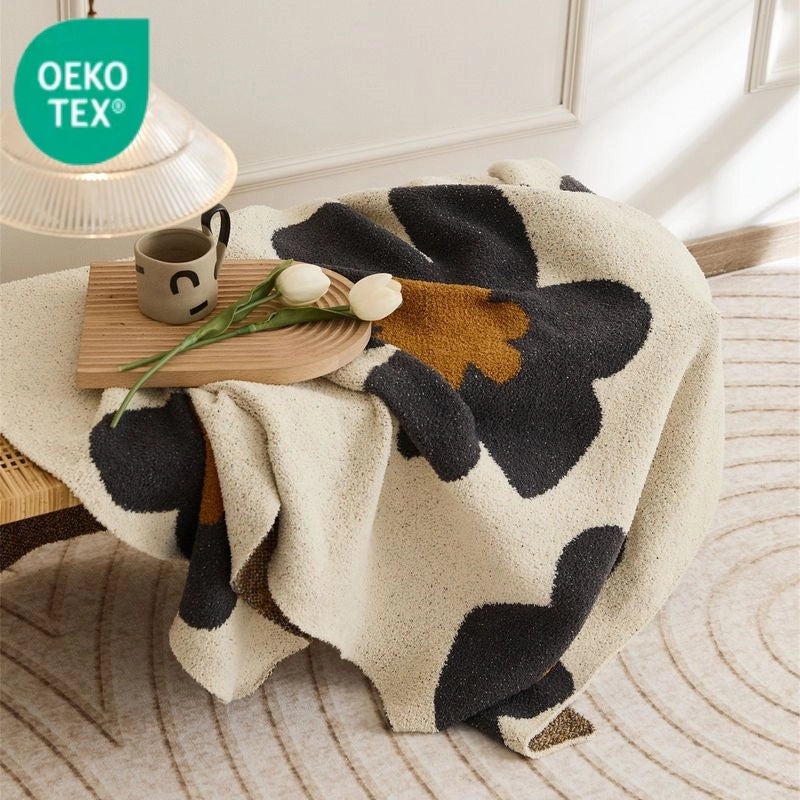 Nordic Style Knitted Velvet Sunflower Blanket | Home Textiles & Blankets