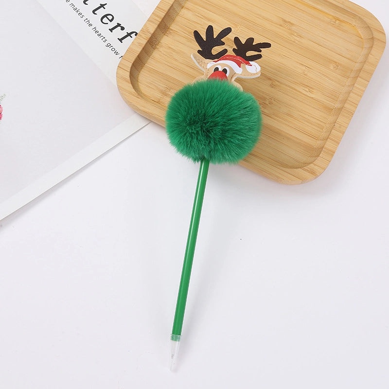 Cute Elk Christmas Ballpoint Pen with Hairball | Stationery & Office Supplies