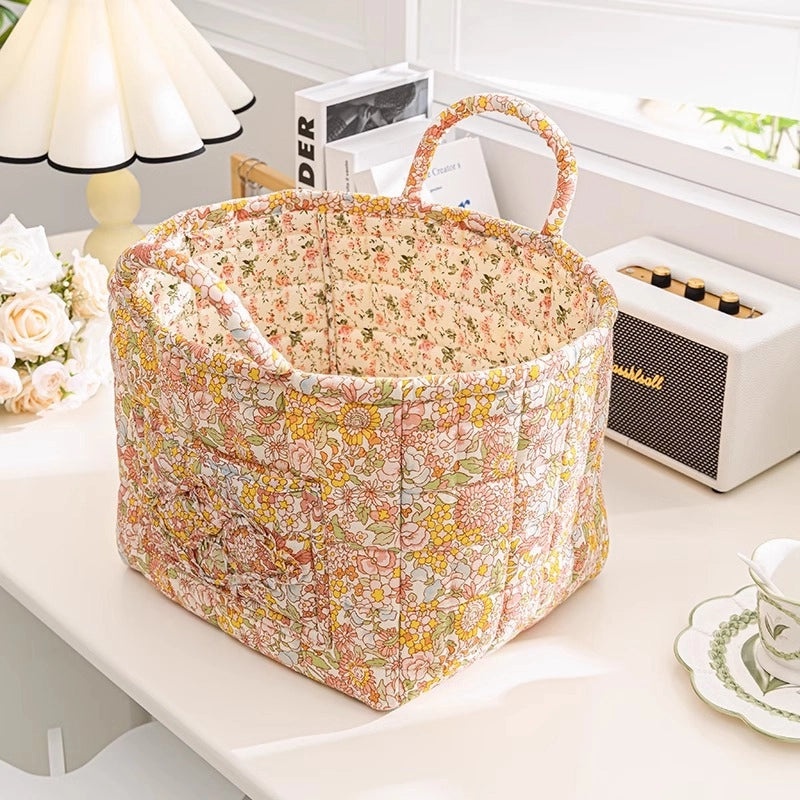 Floral Cotton Storage Basket for Home Organization|Home Storage & Organization