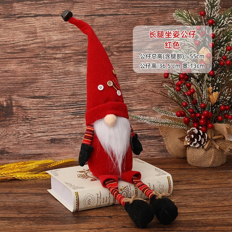 Faceless Christmas Long Legs Rudolph Doll Ornament for Window Decoration | Holiday Home Decor