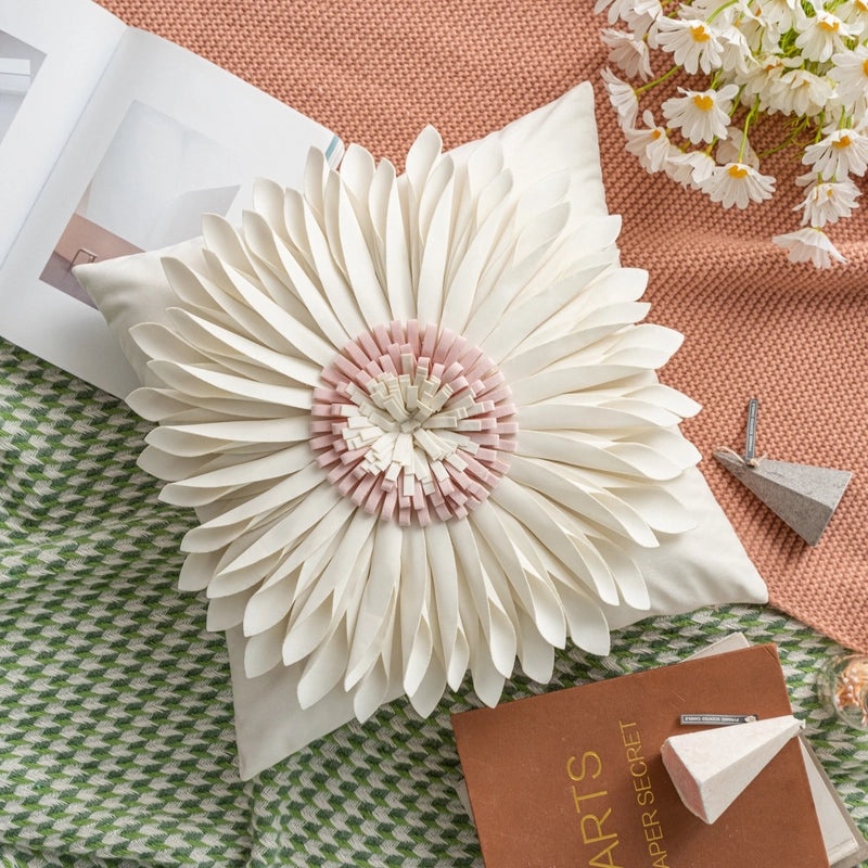 Heart-Shaped Solid Color Flower Pillow Covers for Couch and Sofa Decor | Home Decor & Cushion Covers