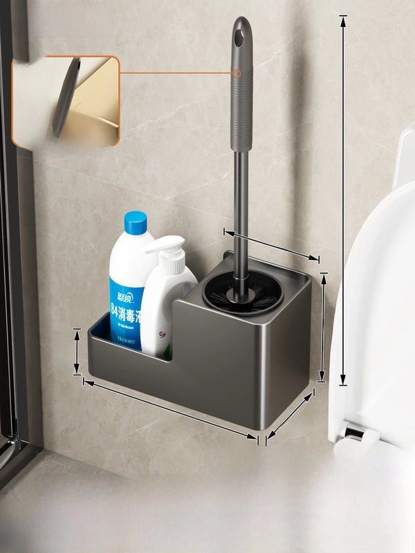 Light Luxury Wall-Mounted Toilet Brush with Storage Rack | Bathroom Accessories