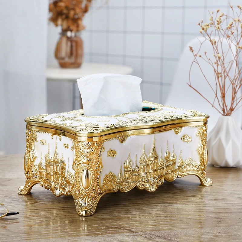 Golden Edge Small Napkin Tissue Box for Home Desktop Use | Home & Living Accessories