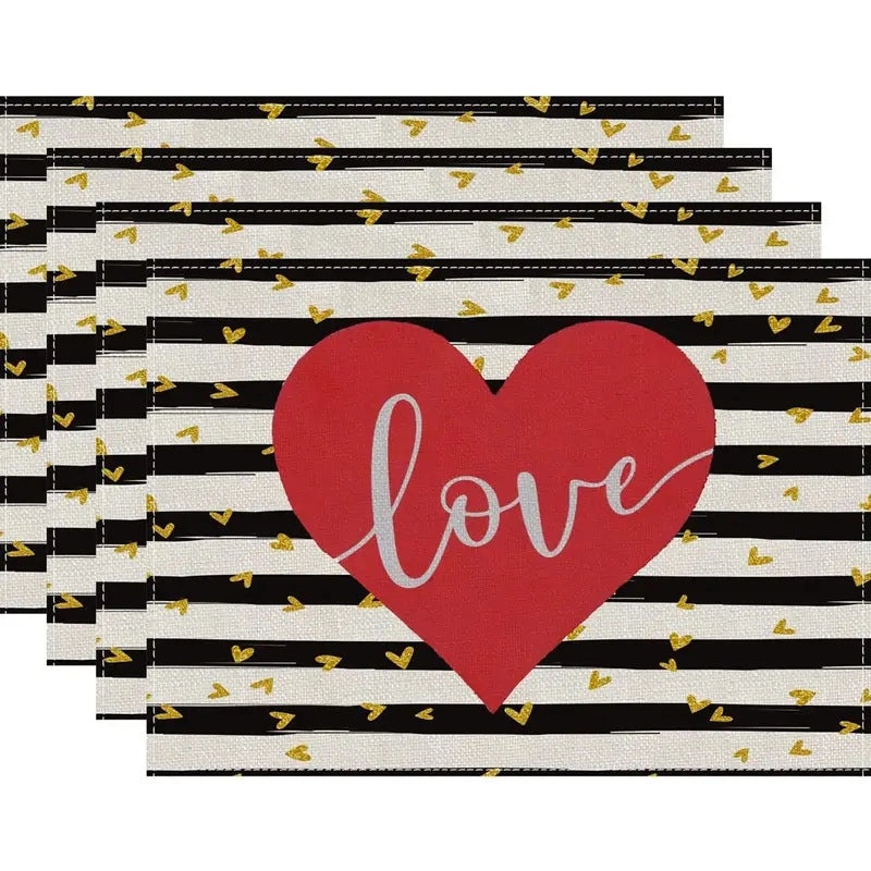 Romantic Heart-Shaped Rose Linen Cotton Blend Pillow Cover|Home Decor Accessories