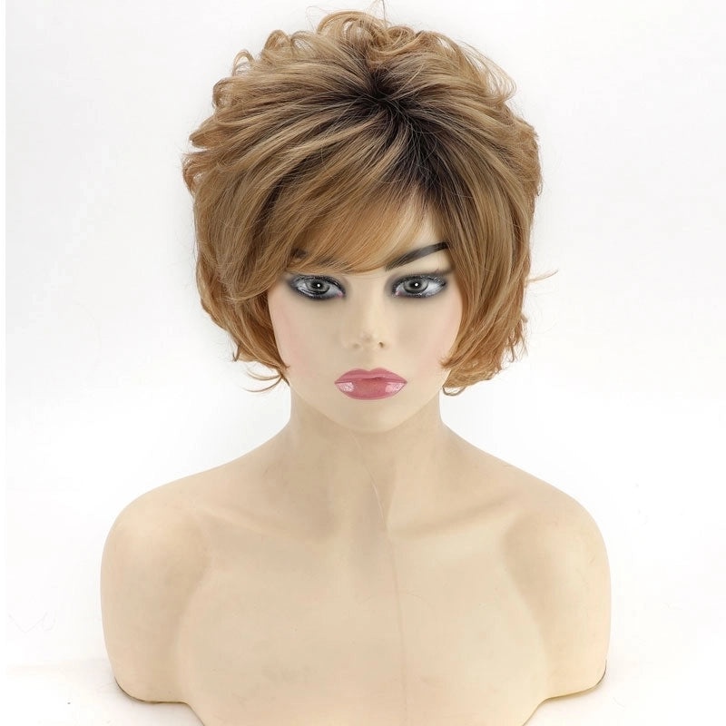 Light Brown Short Curly High Heat Resistant Silk Wig for Fashion Party|Wigs & Hair Extensions
