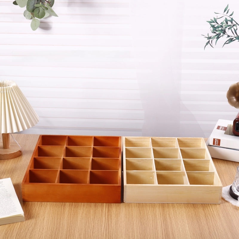 Wooden Multi-Grid Storage Box for Desktop | Home Storage & Organization
