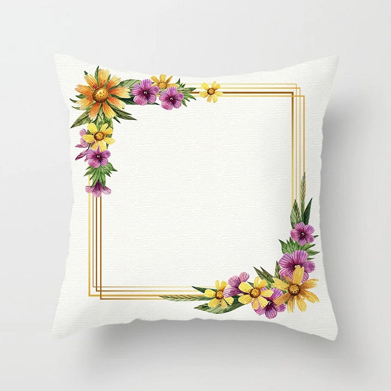 Modern Pastoral Letter and Plant Linen Pillow Covers for Couch and Sofa Decor | Home Decor & Pillows