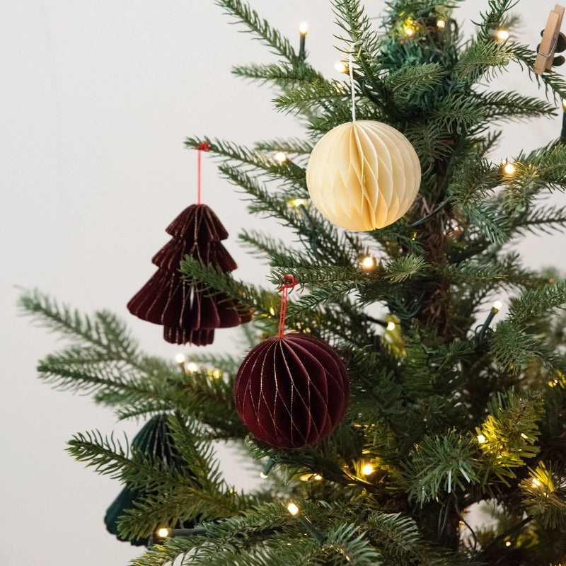 Nuoqi Nordic Origami Honeycomb Christmas Tree Ornament Pendant for Home Party Decoration Supplies|Christmas Decorations