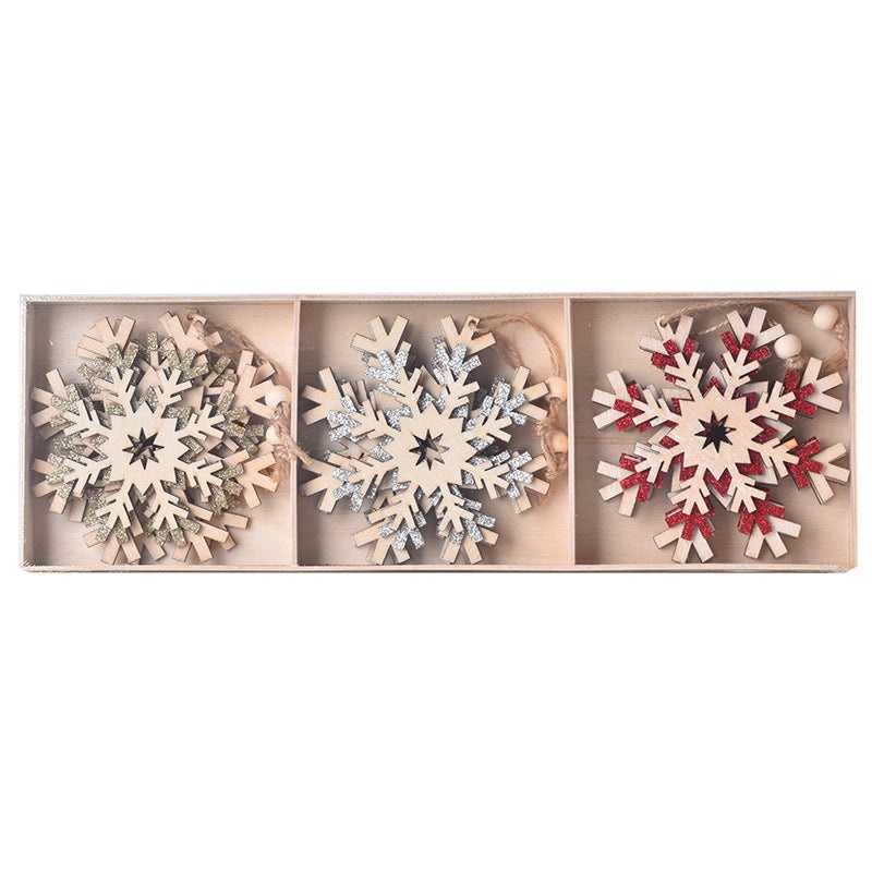 Festive Snowflake Wooden Hanging Ornaments for Christmas Party Decor|Christmas Decorations