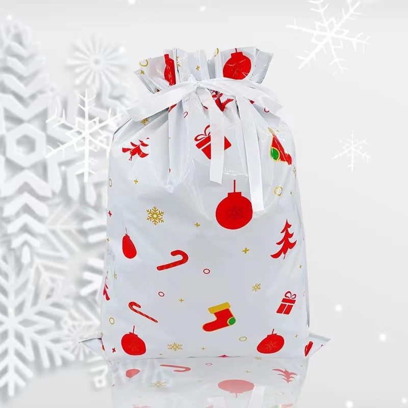 Santa Claus Drawstring Gift Bag for Christmas and Halloween Candy Packaging|Holiday Party Supplies