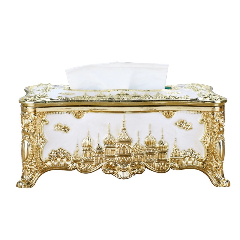 Golden Edge Small Napkin Tissue Box for Home Desktop Use | Home & Living Accessories