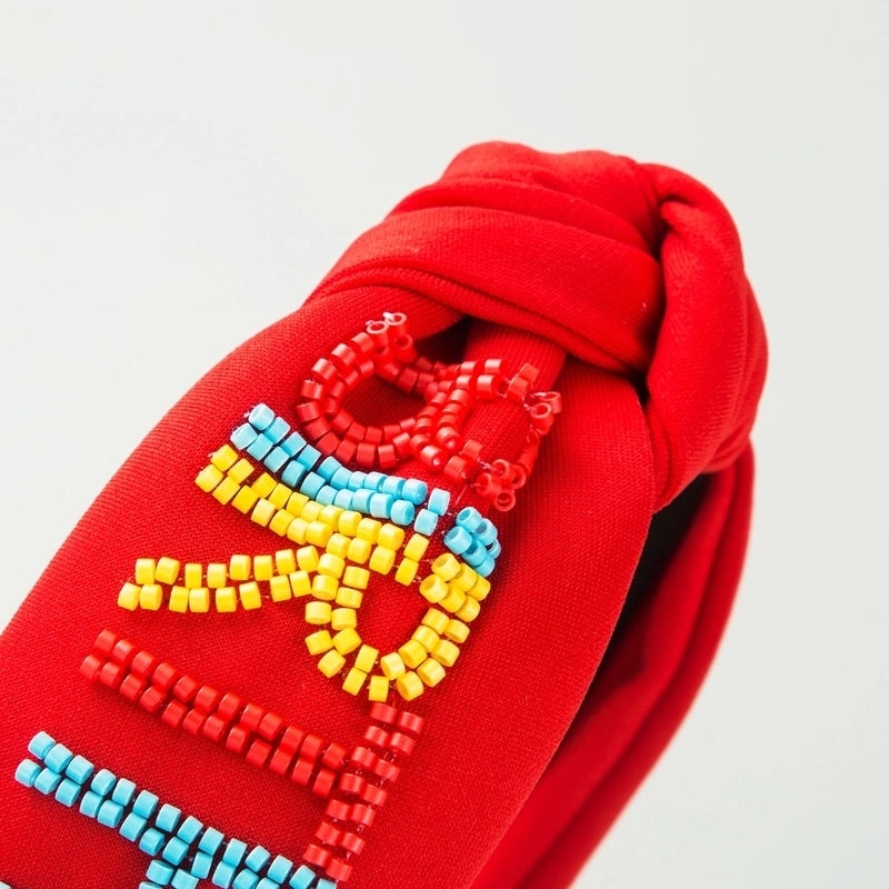 Classic Women's Vacation Beaded Hair Band with Alloy Letters and Cloth Seed Beads|Hair Accessories