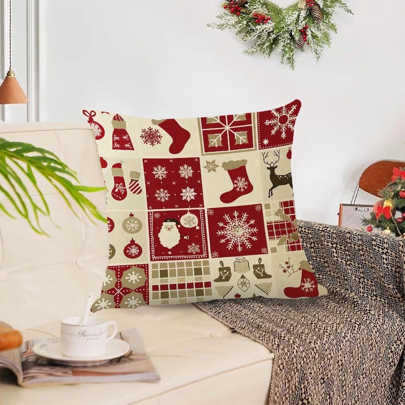 Nordic Christmas Pillow Covers Snowman Snowflake Tree Linen Polyester Sofa Decor|Home Decor