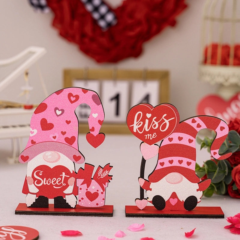 Valentine’s Day Heart Shaped Plywood Indoor Date Ornament Rudolph Doll Table Decor|Home Decor