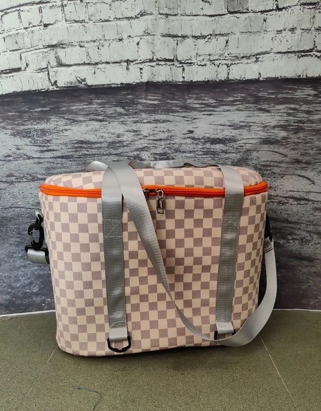 Stylish Rabbit Floral Leopard Print Canvas Picnic Tote with Aluminum Foil Lining|Outdoor & Picnic Bags