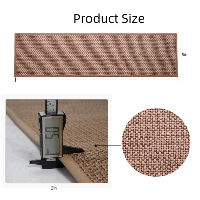 Japanese-style Non-slip Staircase Mat Imitation Linen Knitted Step Mat TPR Self-adhesive Silent Mat|Home Decor & Safety Accessories