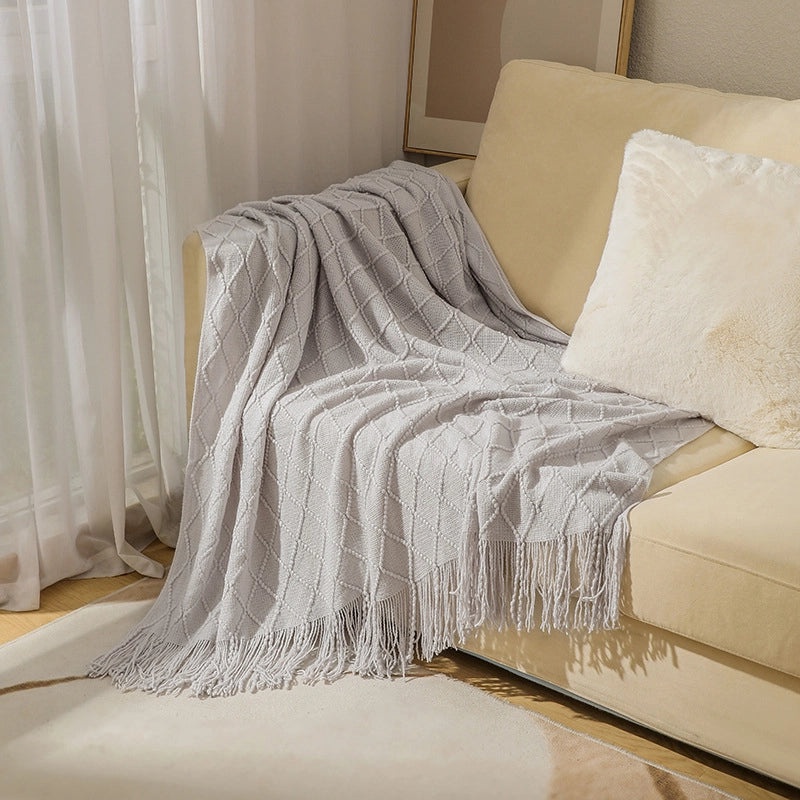 Cozy Solid Color Acrylic Fiber Blanket for Home | Bedding & Blankets
