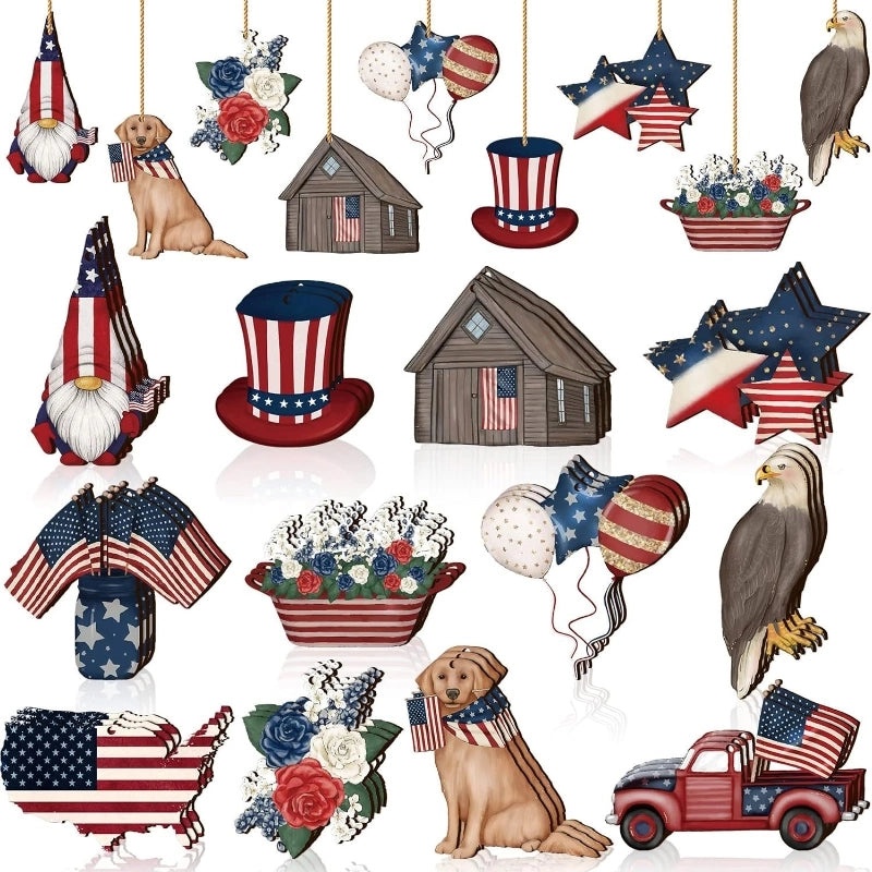 American Flag Animal Wood Decor for Festivals and Parties | Home Decor