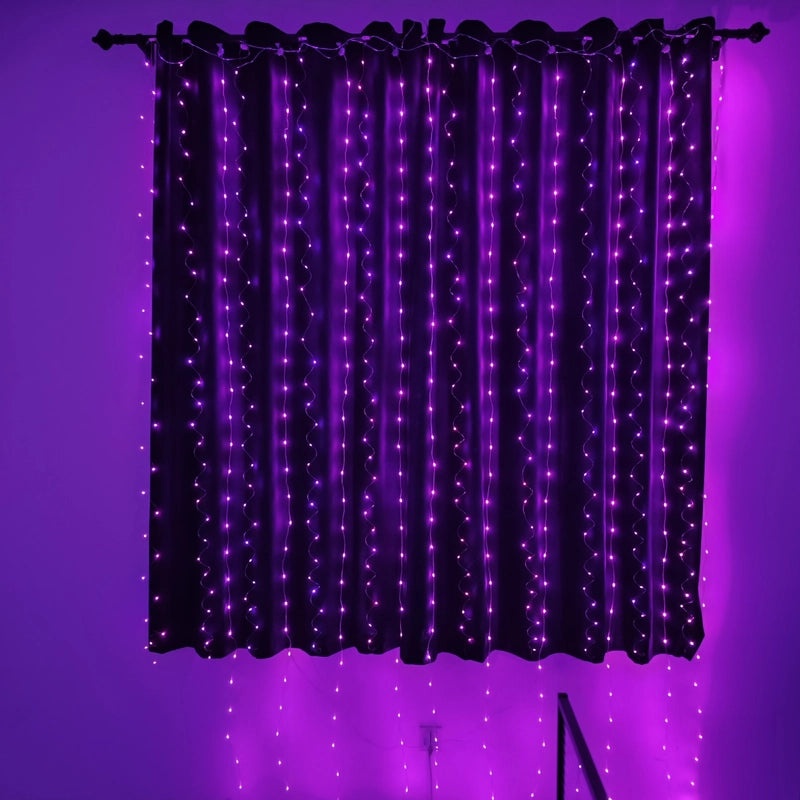 USB LED Copper Wire String Lights with Leather Cord 3x3 Curtain Lamp Remote Control Hook | Home & Garden Lighting