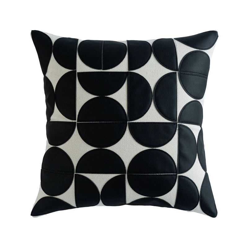 Geometric Pattern Solid Color PU Leather Pillow Covers for Couch Sofa Decor|Home Decor & Cushion Covers