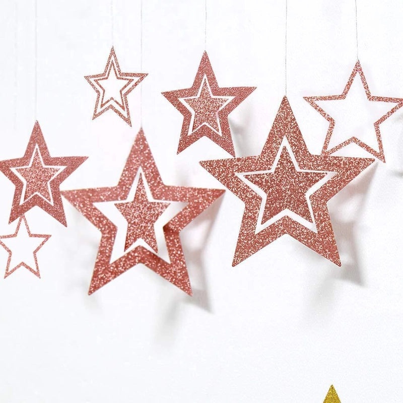 Hollow Star Pendant Set 7pcs Christmas Ornaments New Year Wedding Five-pointed Star Hanging Decorations|Home Decor & Party Supplies