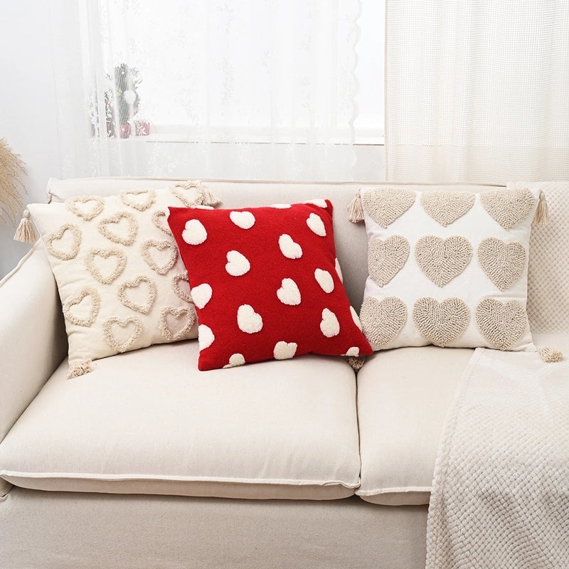 Nordic Heart-Shaped Polyester Cotton Throw Pillow Cover for Couch & Sofa Decor | Home Decor & Pillows