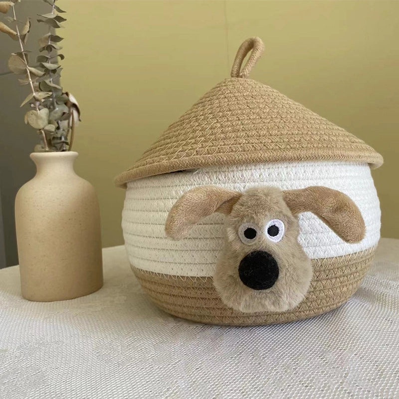 Adorable Cartoon Print Cotton Rope Storage Basket Organizer|Home Storage & Organization