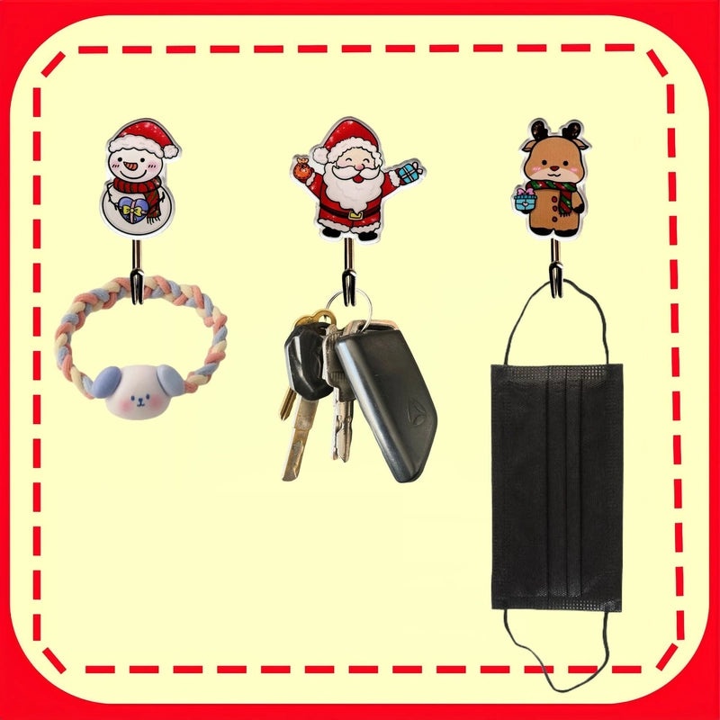 Festive Christmas Tree Santa Snowman Acrylic Wall Hooks|Home Decor Accessories