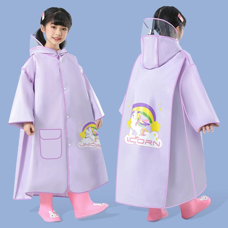 Kids EVA Raincoat with Backpack Slot Cartoon School Poncho for Boys and Girls Full Body Waterproof Outerwear|Children's Raincoats