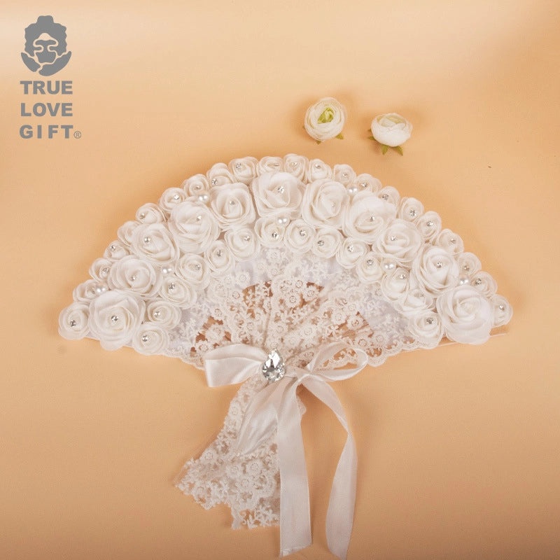 Elegant Lady Minimalist Floral Bamboo Lace Fan Ornaments | Fashion Accessories