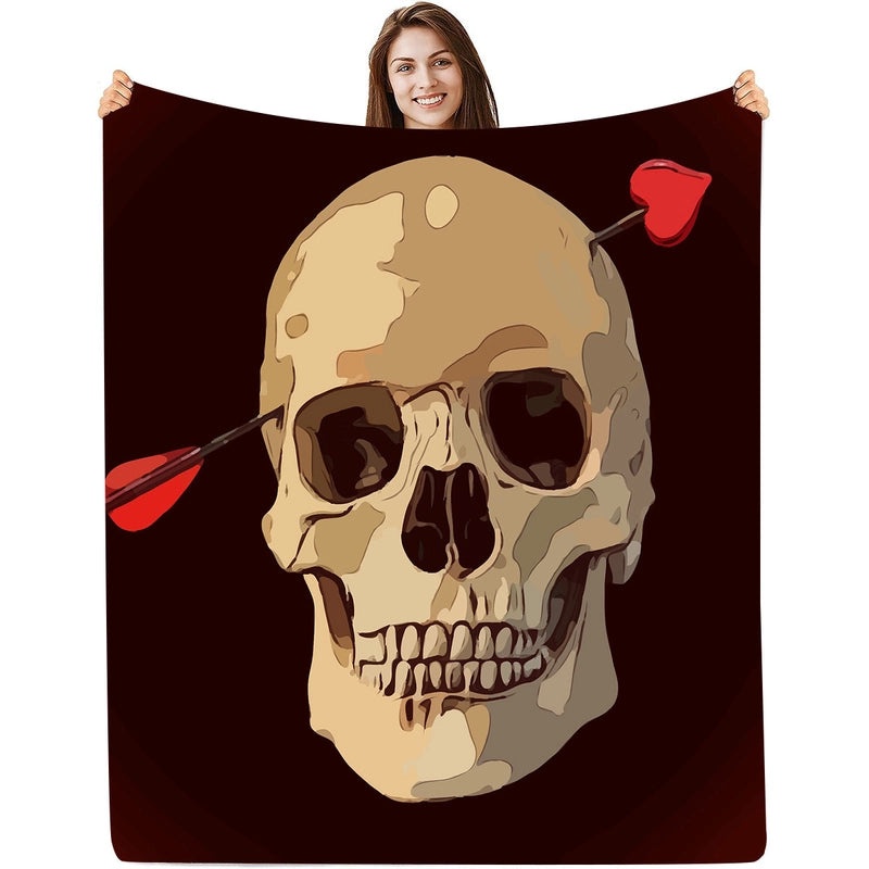 Halloween Floral Bat Skull Polyester Throw Blanket for Couch & Sofa | Home Decor