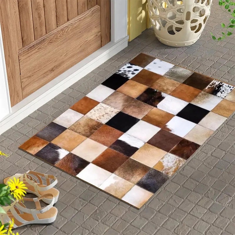 Retro Style Color Block Faux Cashmere Bath Mat|Home Bath & Shower Accessories