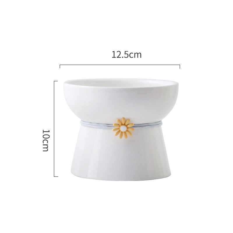Ceramic Cat and Dog Food Bowl Anti-Tip Elevated Design Inclined Mouth Cute Cat Shape Drinking Basin|Pet Supplies Bowls